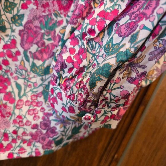 J CREW Liberty Floral Pink and Green Cotton Blouse NWT  XSMALL - Picture 14 of 16